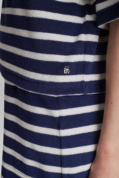 DKNY TOWELLING TERRY STRIPE BOXY POLO