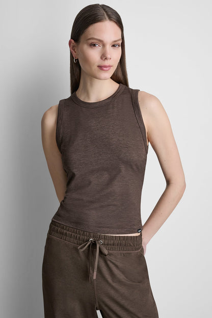 DKNY SPACEDYE TANK WITH RUCHING