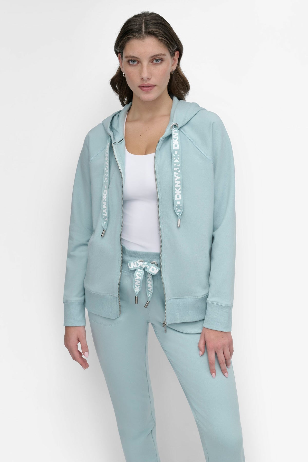 DKNY TWO-TONE LOGO DRAWSTRING HOODIE