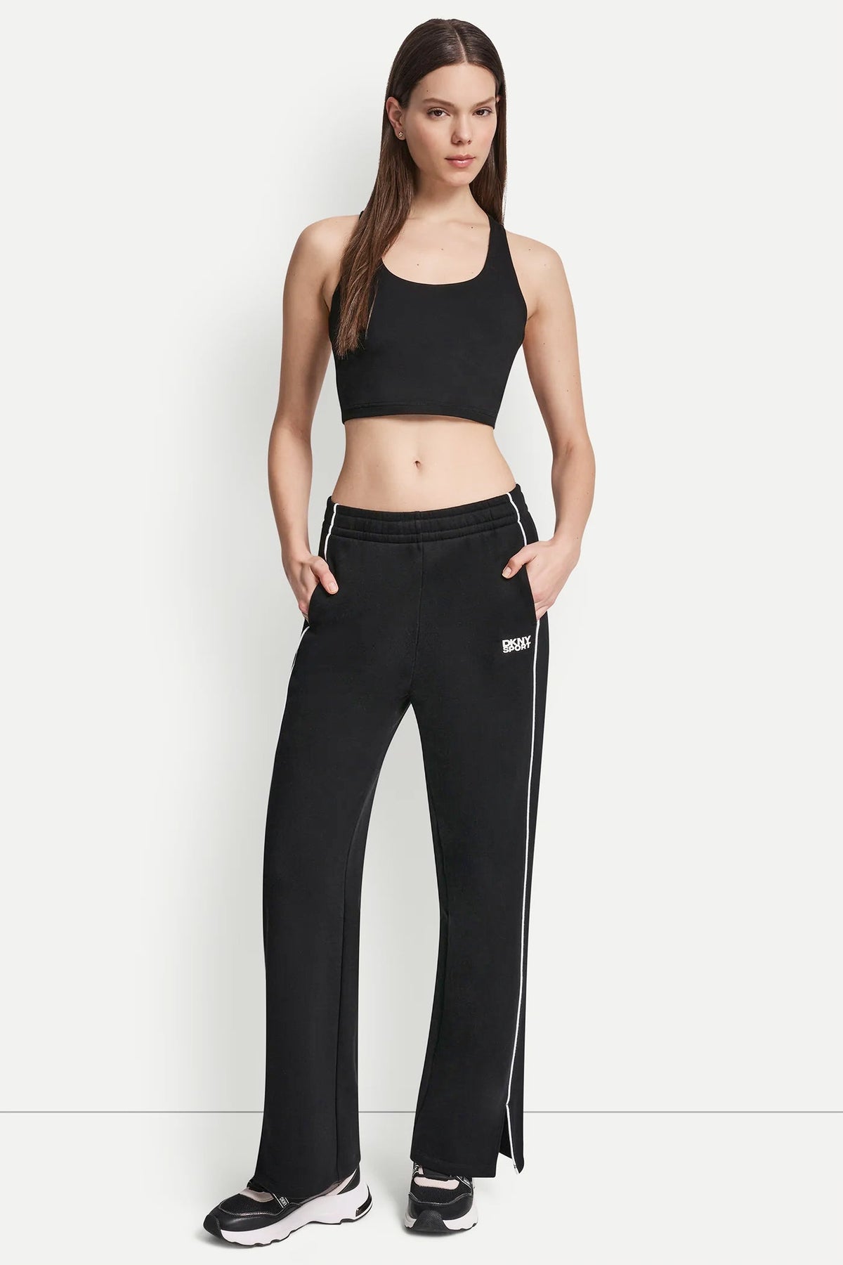 DKNY HIGH-RISE PIPED TRACK PANTS