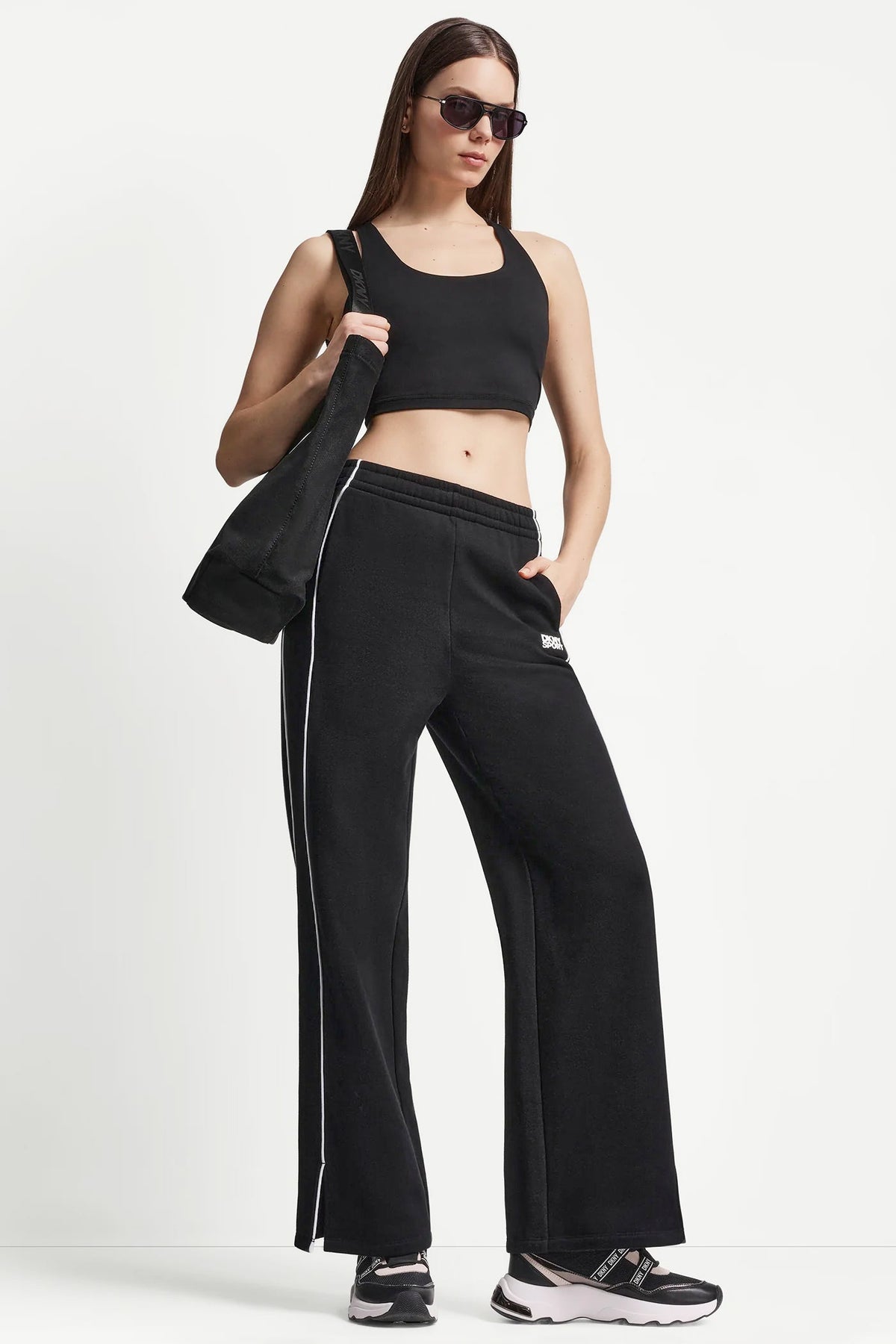 DKNY HIGH-RISE PIPED TRACK PANTS