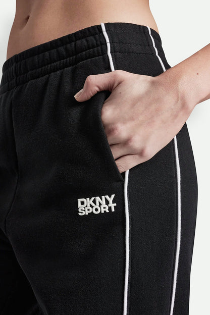 DKNY HIGH-RISE PIPED TRACK PANTS