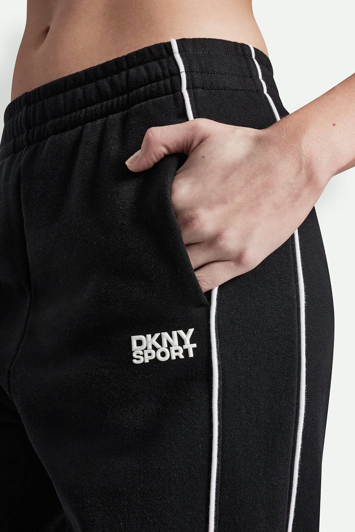 DKNY HIGH-RISE PIPED TRACK PANTS