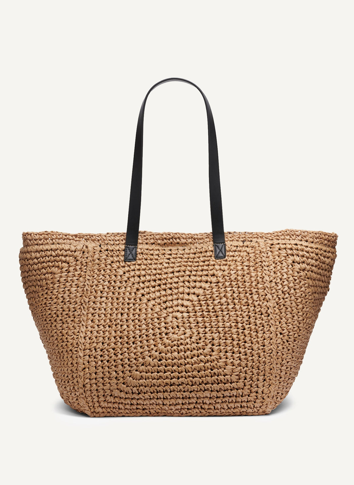 DKNY PALOMA CROCHET STRAW LOGO TOTE