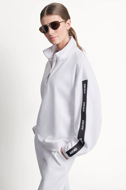 DKNY LOGO QUARTER-ZIP SWEATSHIRT