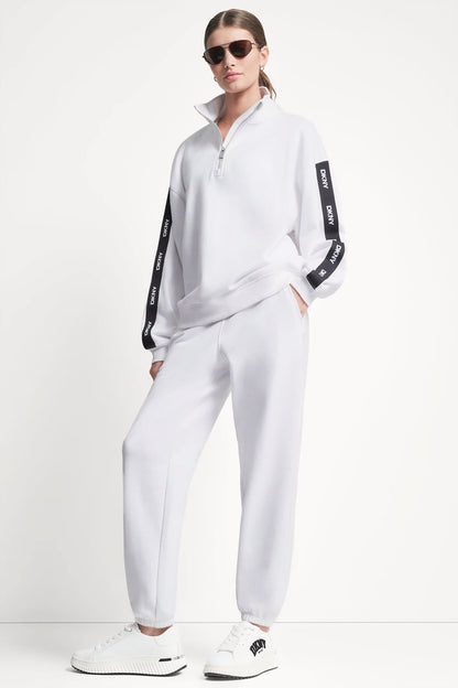 DKNY LOGO QUARTER-ZIP SWEATSHIRT