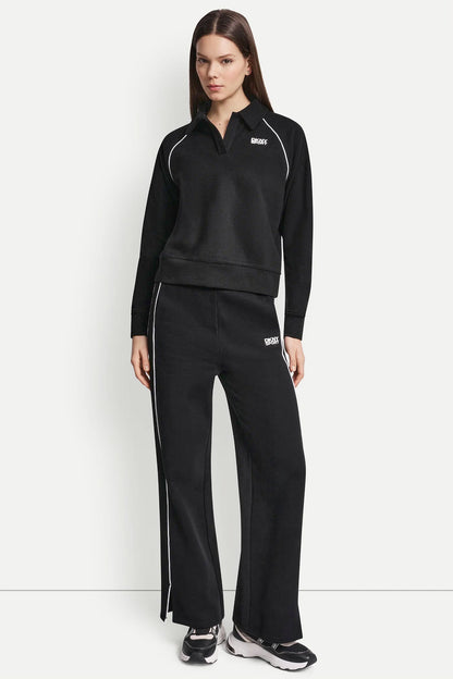 DKNY PIPED LOGO POLO SWEATSHIRT