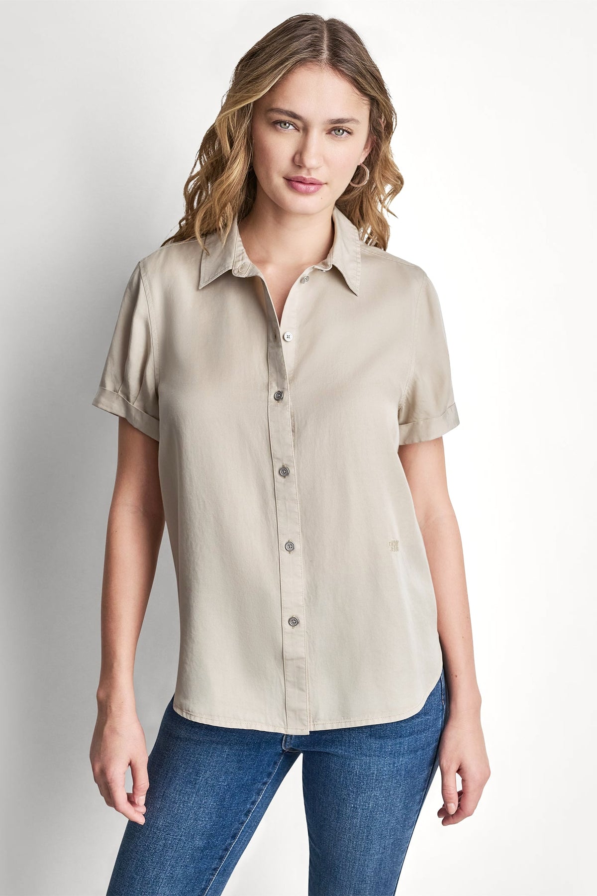DKNY GARMENT DYE BUTTON-FRONT SHIRT