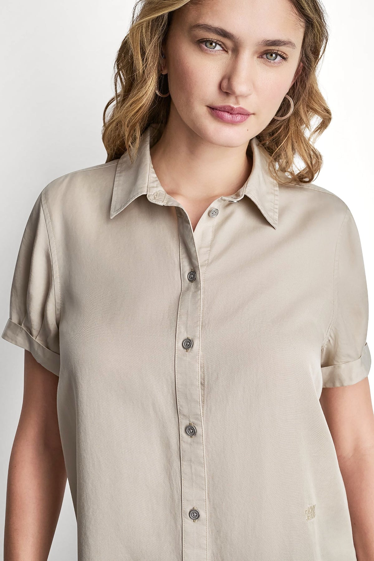 DKNY GARMENT DYE BUTTON-FRONT SHIRT
