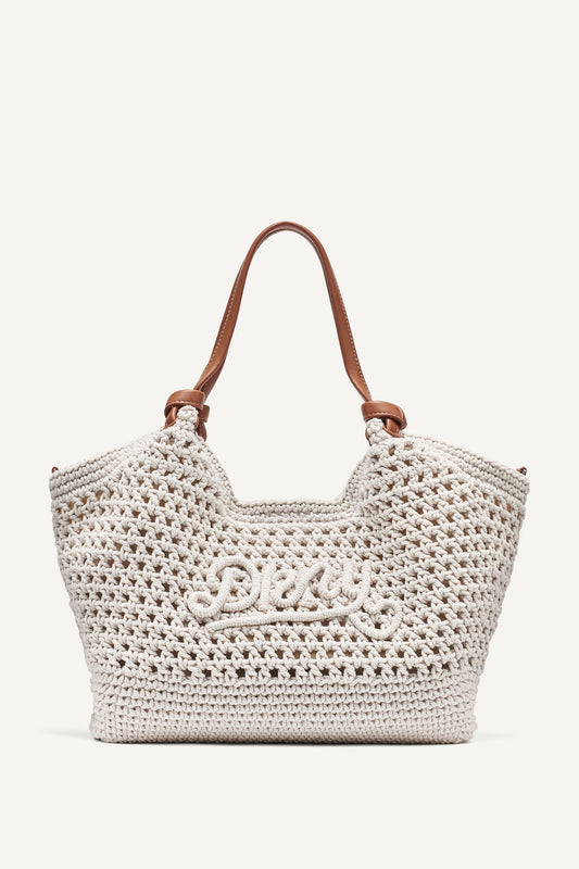 DKNY PAULA CROCHET LOGO MEDIUM COMMUTER TOTE