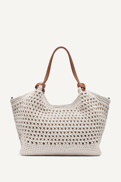 DKNY PAULA CROCHET LOGO MEDIUM COMMUTER TOTE