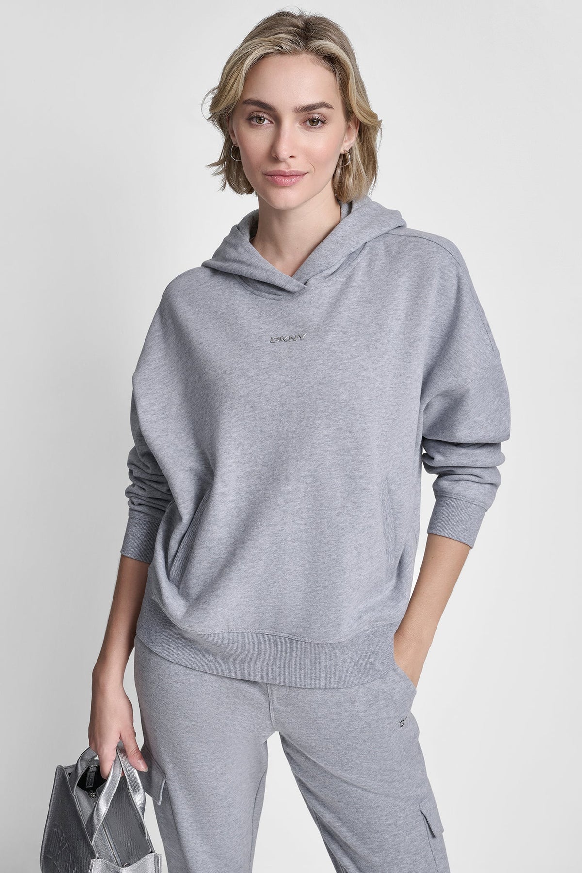 DKNY METALLIC BUBBLE LOGO HOODIE