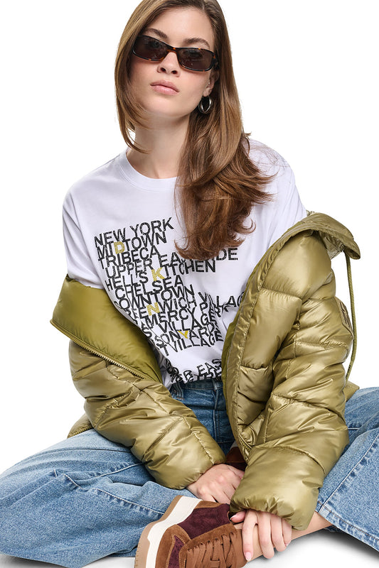 DKNY RHINESTONE NEIGHBORHOOD TEE