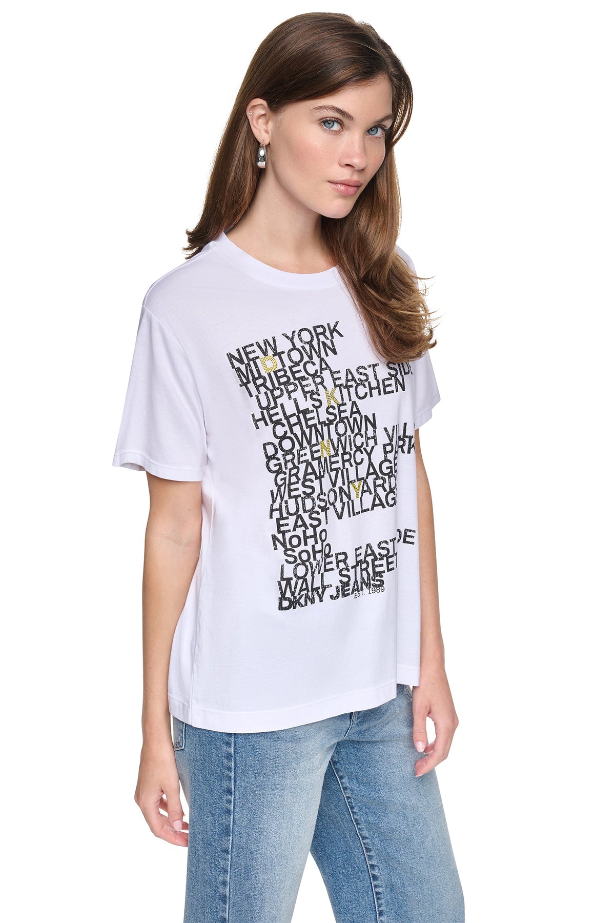 DKNY RHINESTONE NEIGHBORHOOD TEE