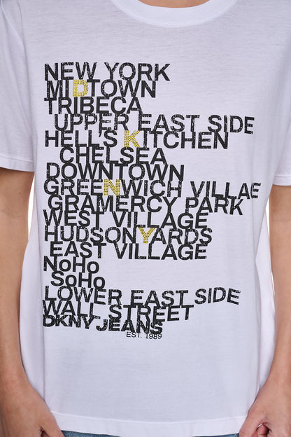 DKNY RHINESTONE NEIGHBORHOOD TEE