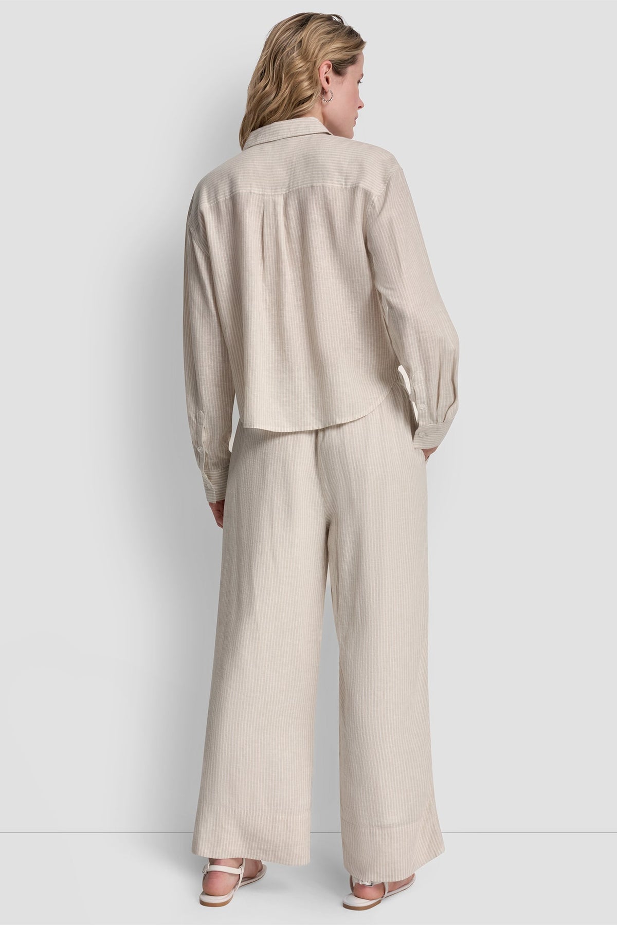 DKNY LINEN-BLEND BUTTON-FRONT SHIRT