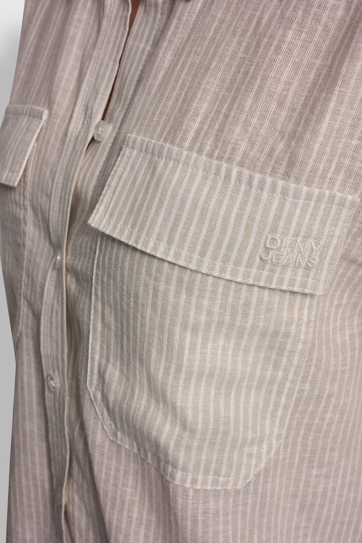 DKNY LINEN-BLEND BUTTON-FRONT SHIRT