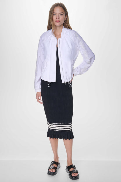 DKNY MESH LOGO TRIM HOODED JACKET