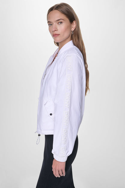 DKNY MESH LOGO TRIM HOODED JACKET