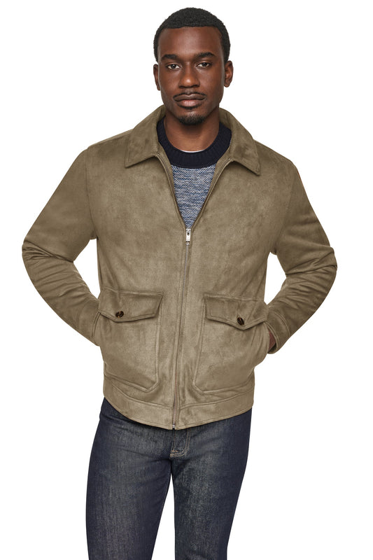 DKNY FAUX SUEDE TRUCKER JACKET