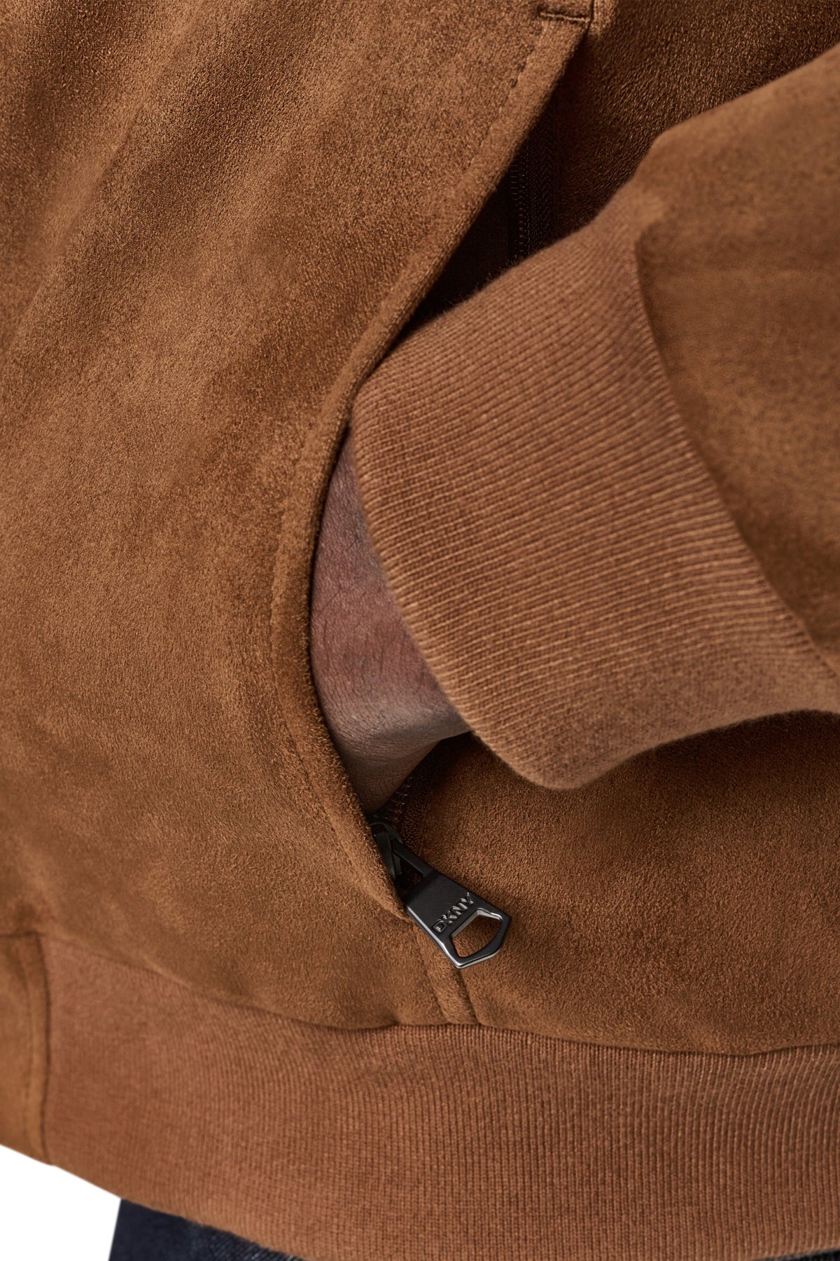 DKNY FAUX SUEDE BOMBER JACKET