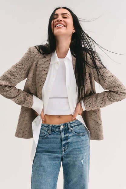 DKNY ONE BUTTON COLLAR BLAZER