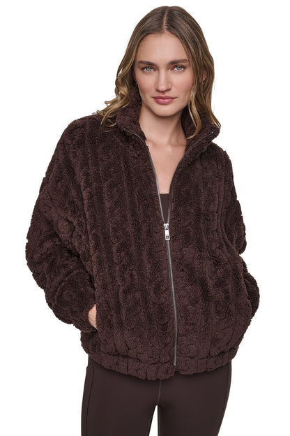 DKNY CABLE SHERPA FULL ZIP JACKET
