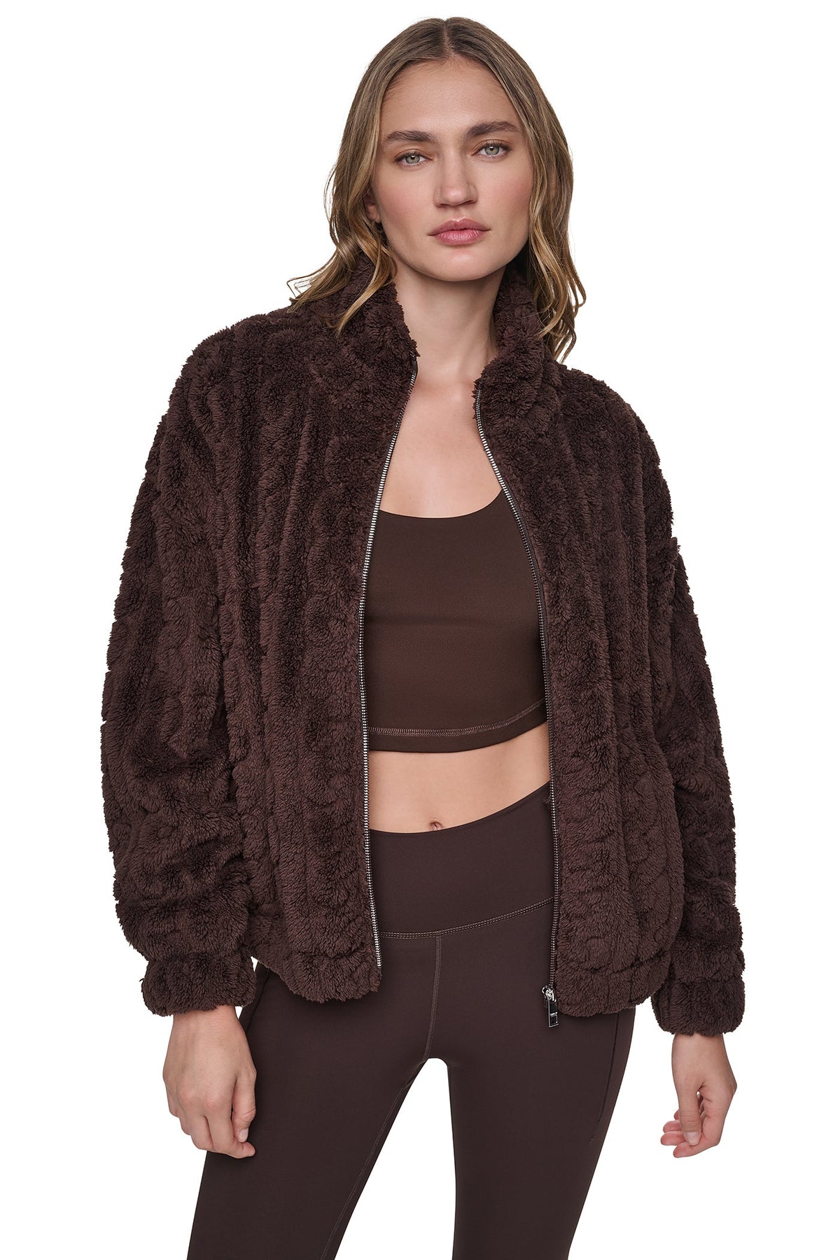 DKNY CABLE SHERPA FULL ZIP JACKET