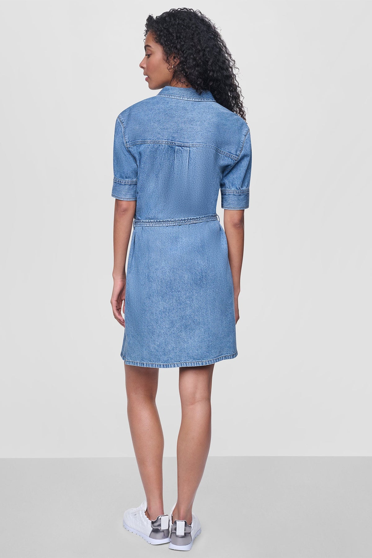 DKNY DENIM BUTTON-FRONT SHIRT DRESS
