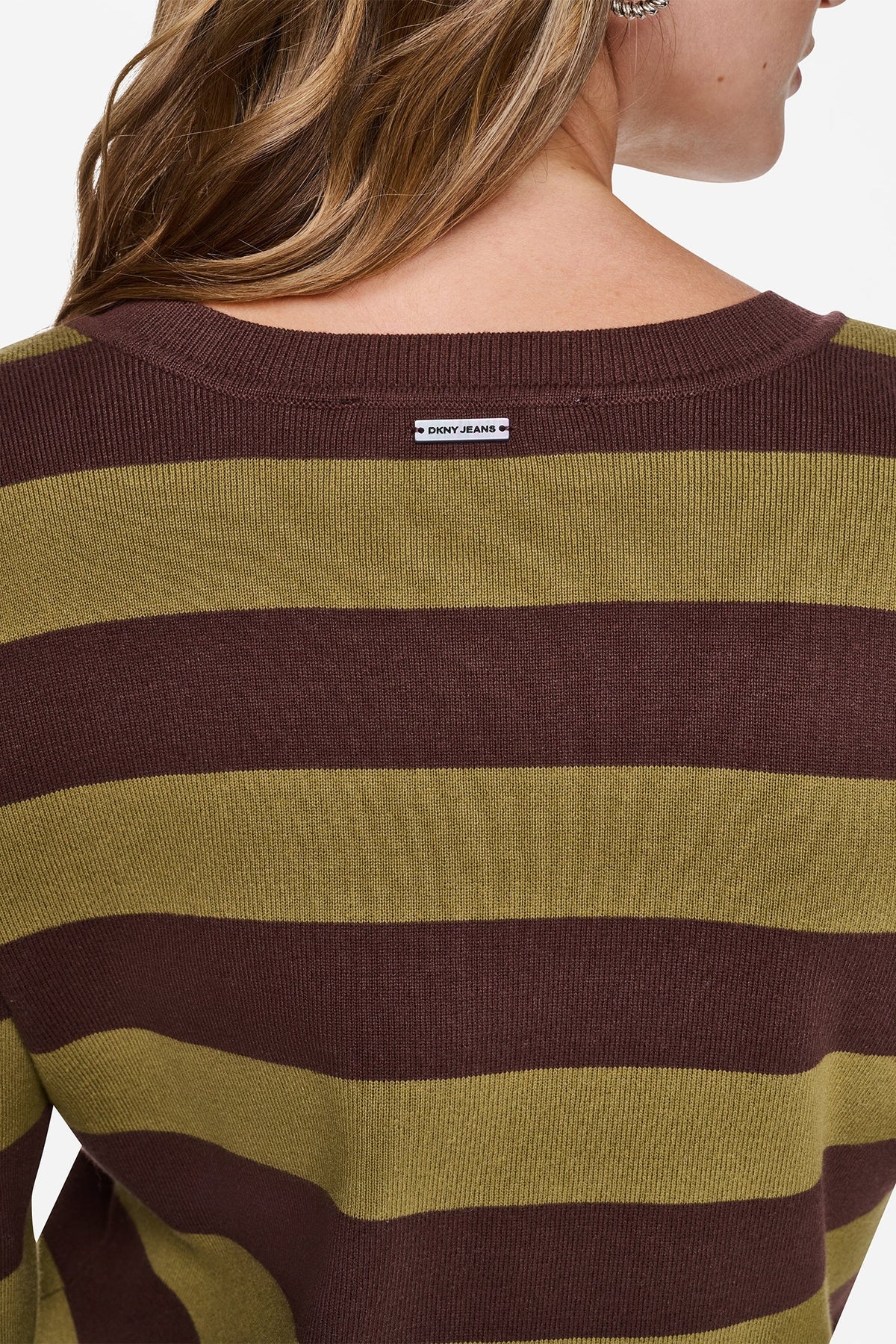DKNY CROPPED STRIPED CARDIGAN