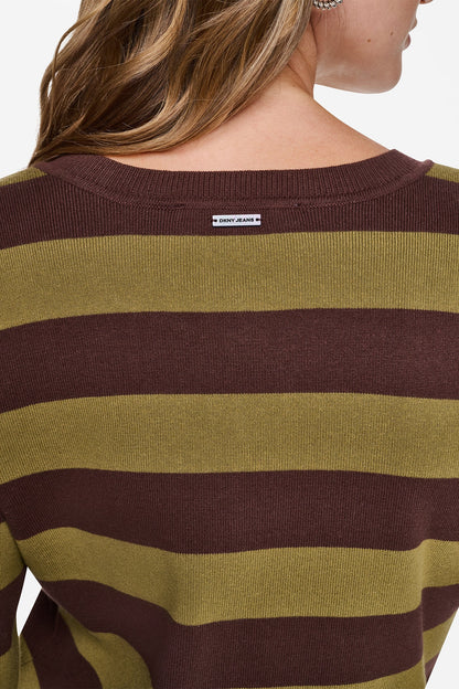 DKNY CROPPED STRIPED CARDIGAN