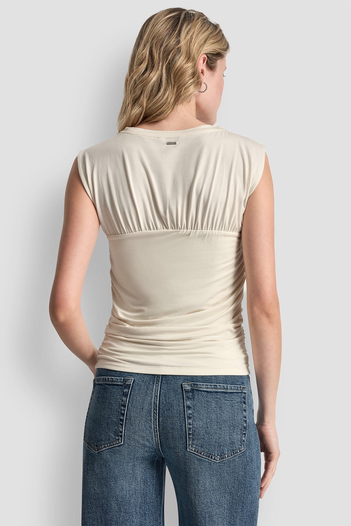 DKNY RUCHED BODICE SLEEVELESS TOP