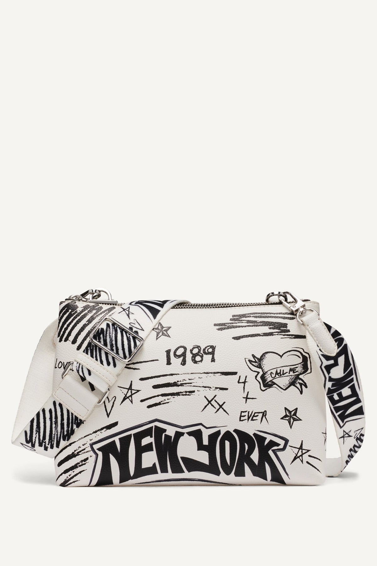 DKNY TINSLEY GRAFFITI LOGO CROSSBODY