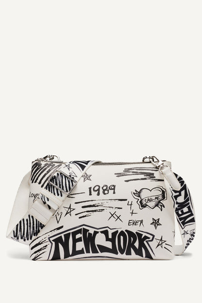 DKNY TINSLEY GRAFFITI LOGO CROSSBODY