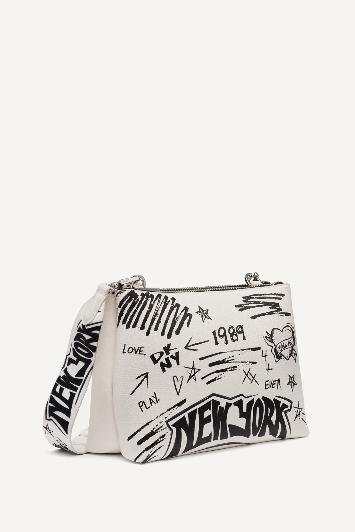 DKNY TINSLEY GRAFFITI LOGO CROSSBODY