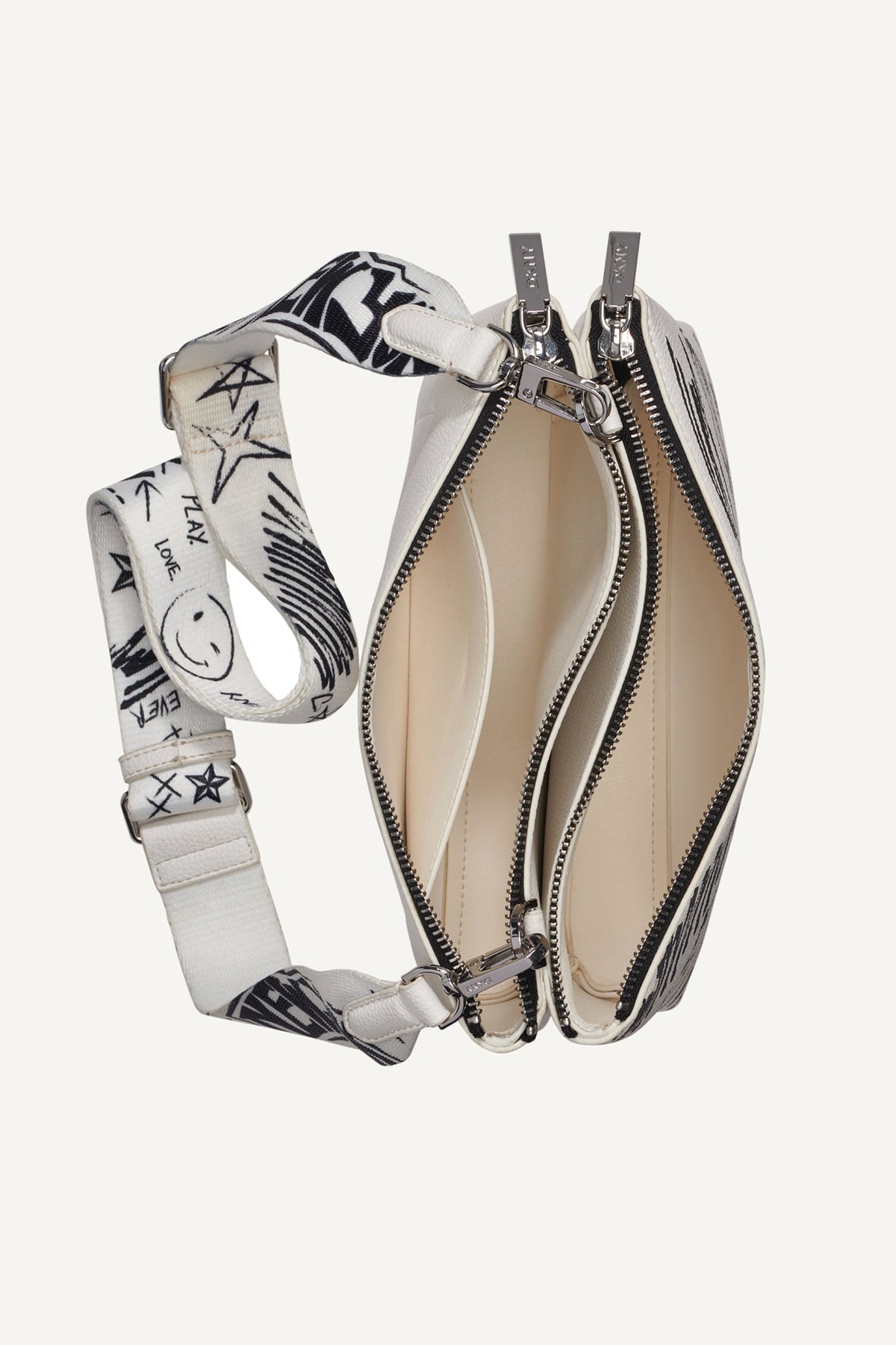 DKNY TINSLEY GRAFFITI LOGO CROSSBODY
