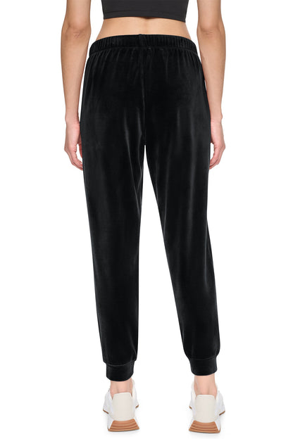 DKNY VARSITY VELOUR RHINESTONE LOGO MID-RISE JOGGER