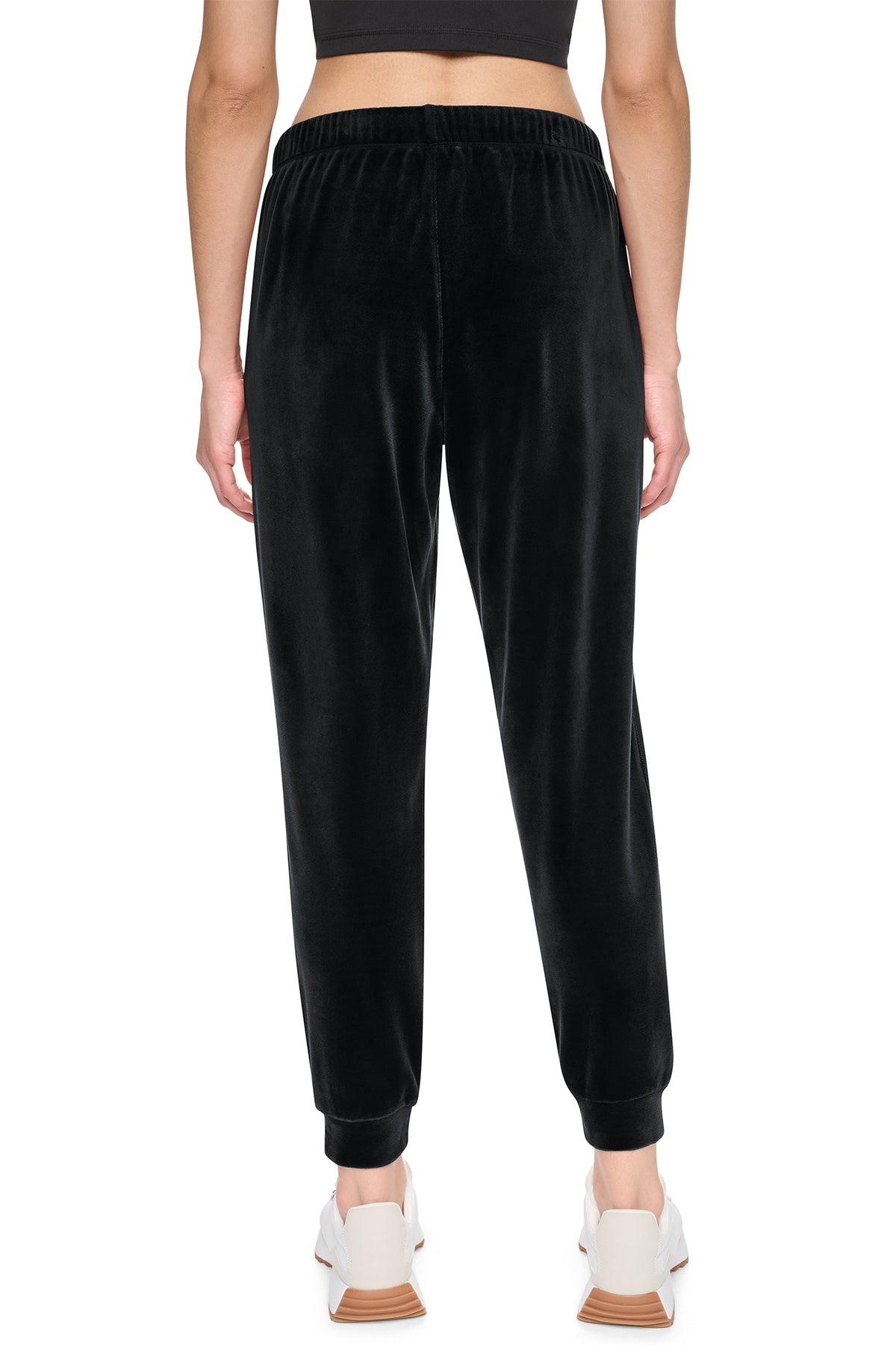 DKNY VARSITY VELOUR RHINESTONE LOGO MID-RISE JOGGER