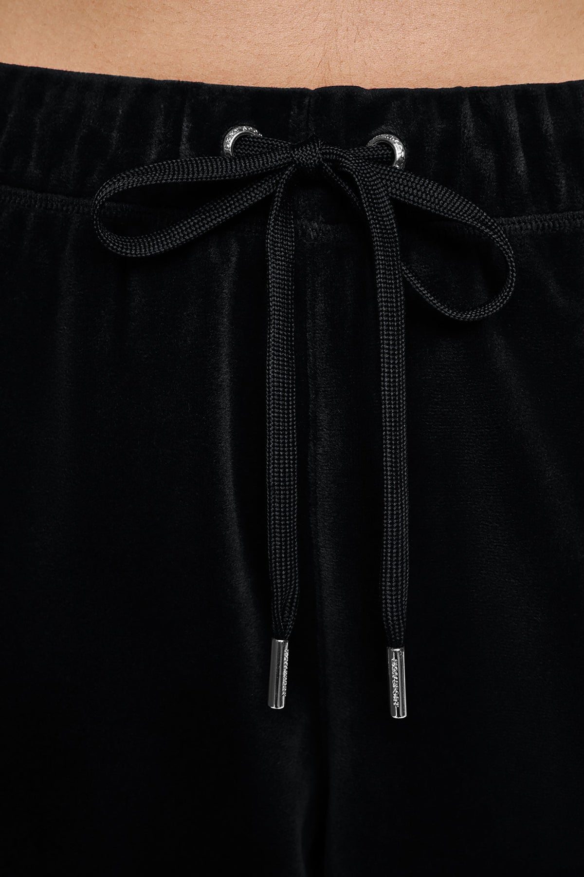 DKNY VARSITY VELOUR RHINESTONE LOGO MID-RISE JOGGER
