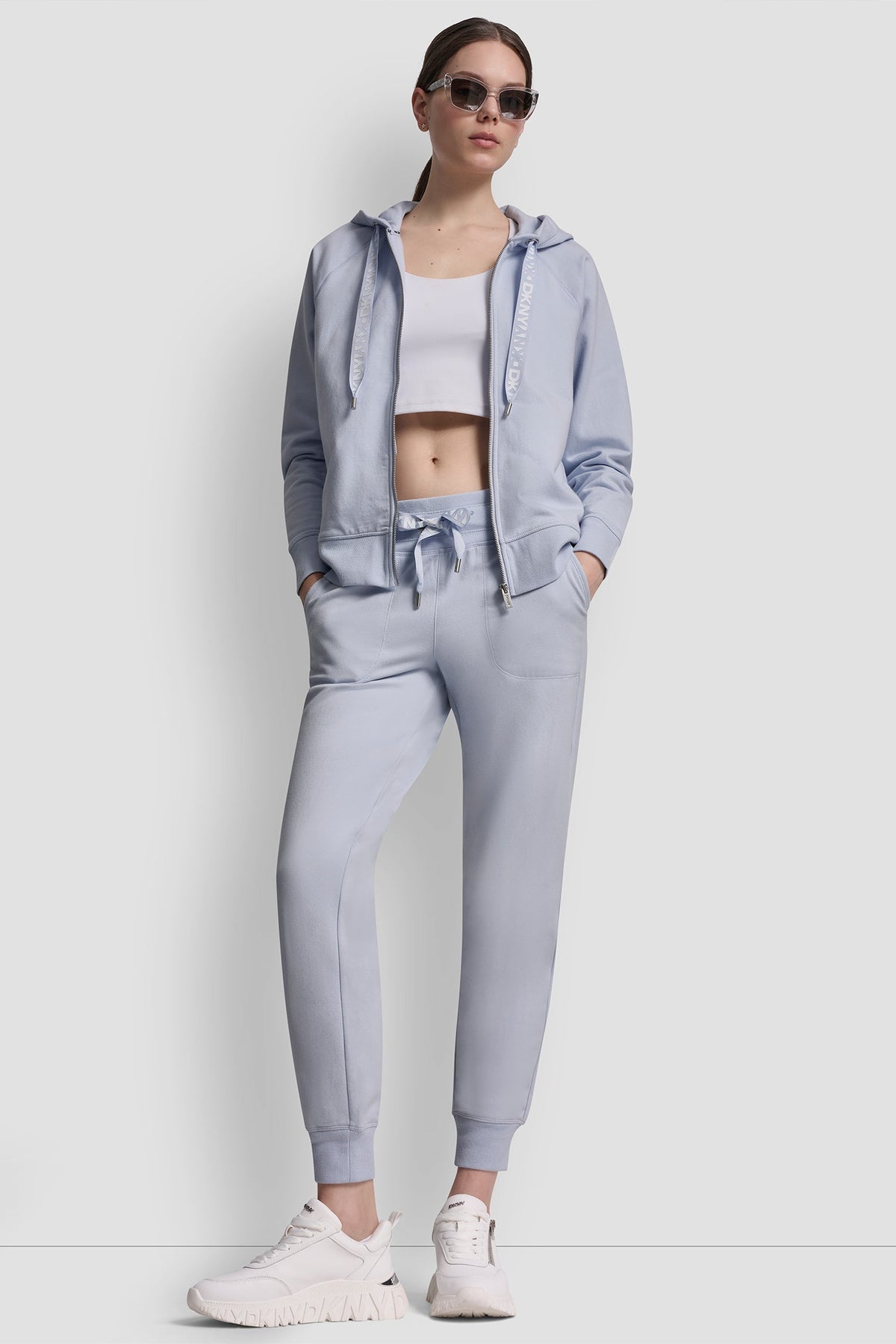 DKNY TWO-TONE LOGO DRAWSTRING HOODIE