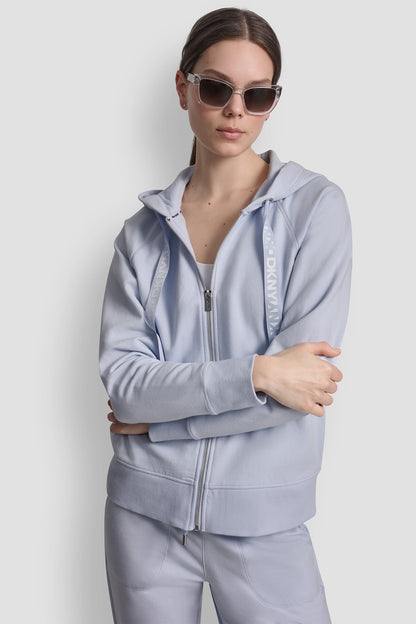 DKNY TWO-TONE LOGO DRAWSTRING HOODIE