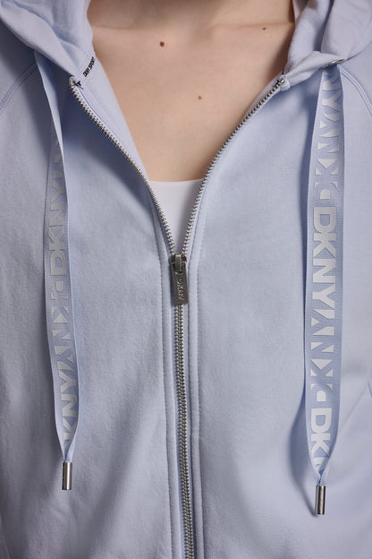 DKNY TWO-TONE LOGO DRAWSTRING HOODIE