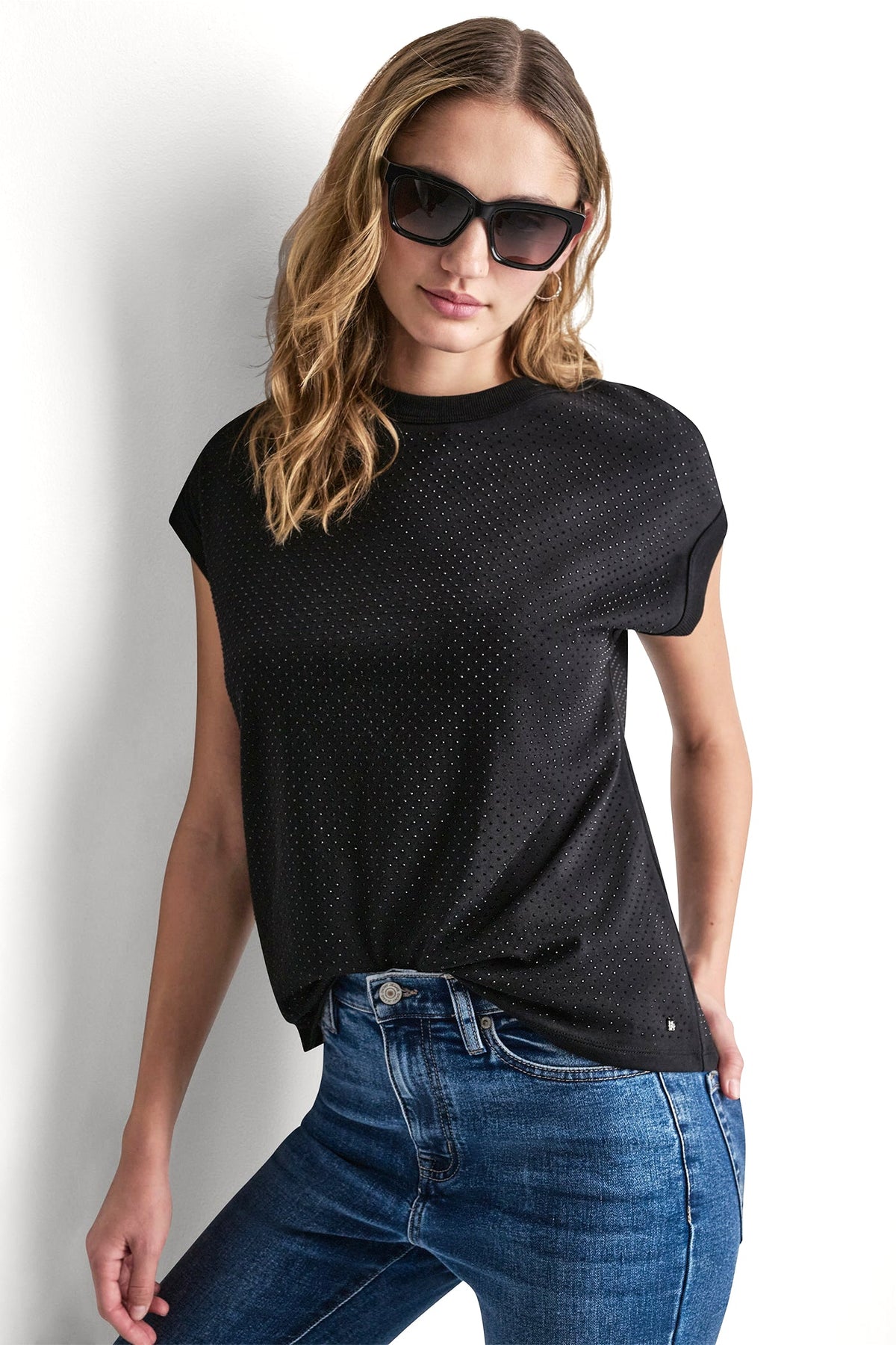 DKNY RHINESTONE EMBELLISHED TANK TOP