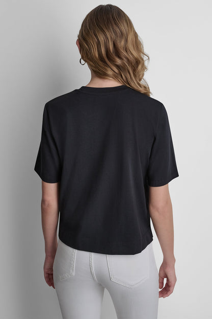 DKNY CRYSTAL BORDER LOGO GRAPHIC TEE