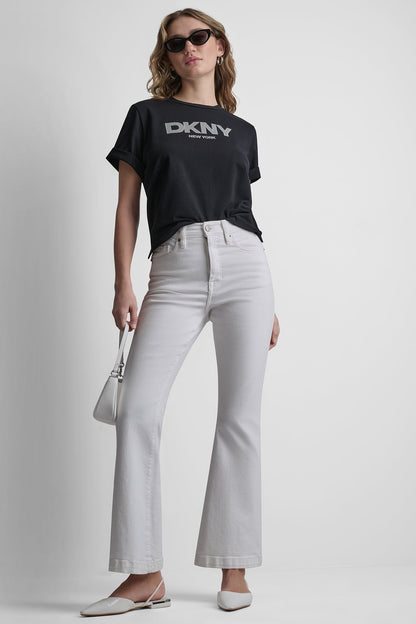 DKNY CRYSTAL BORDER LOGO GRAPHIC TEE