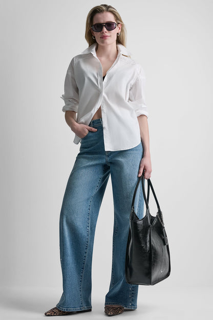 DKNY BUTTON FRONT SHIRT WITH FITTED BACK