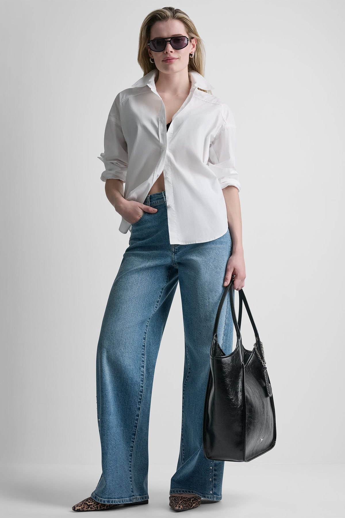 DKNY BUTTON FRONT SHIRT WITH FITTED BACK