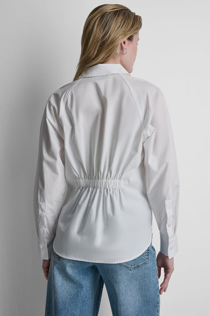 DKNY BUTTON FRONT SHIRT WITH FITTED BACK