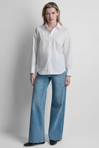 DKNY BUTTON FRONT SHIRT WITH FITTED BACK