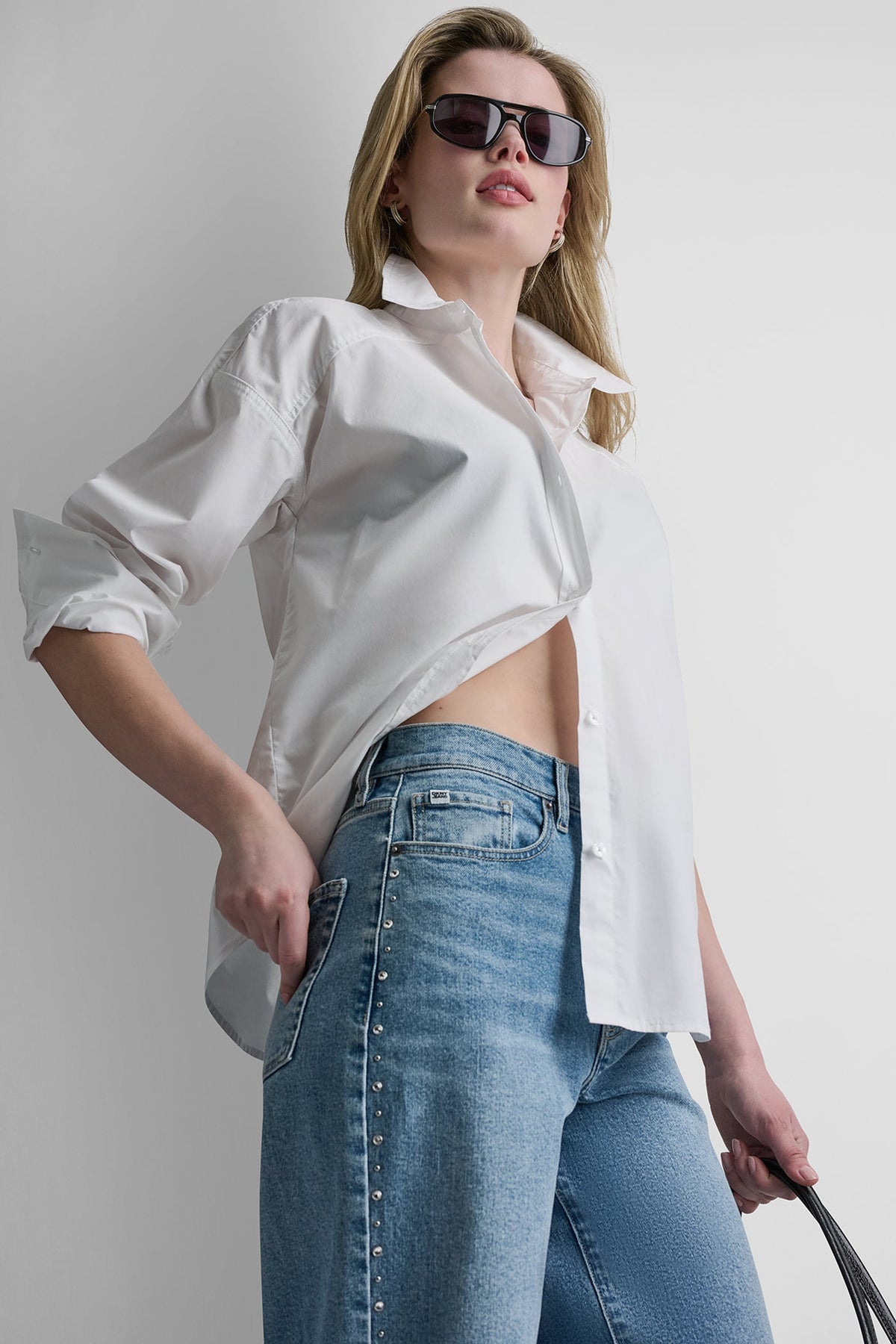 DKNY BUTTON FRONT SHIRT WITH FITTED BACK